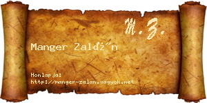 Manger Zalán névjegykártya